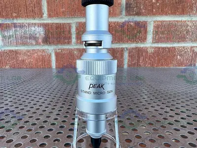 USED BETA PRECISION INDUSTRIES PEAK STAND MICROSCOPE 50X W/ ELECTRONIC RULER 80"