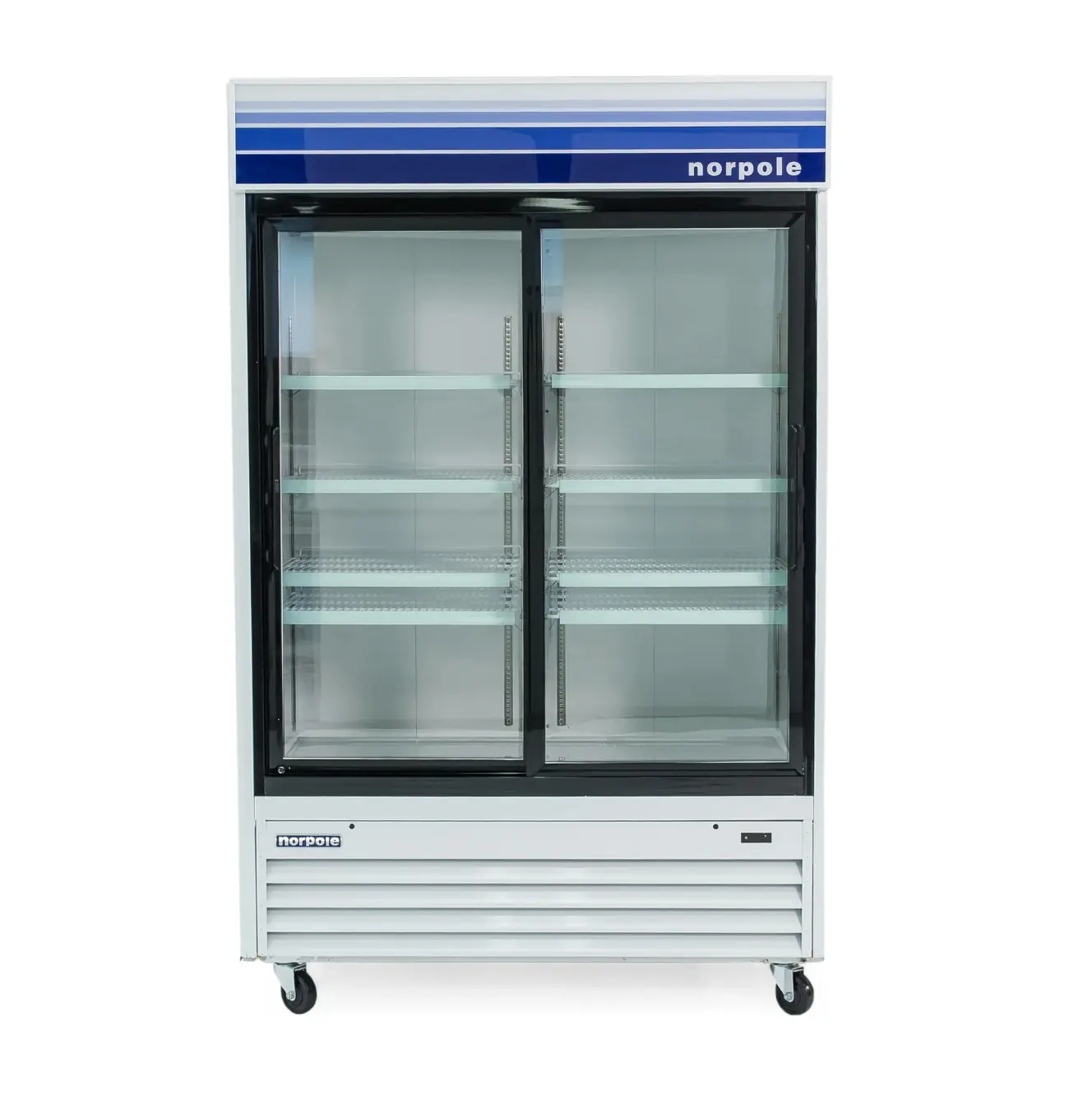 Magic Chef 53 IN. W 45 CU. FT. GLASS DOOR COMMERCIAL REFRIGERATOR IN WHITE AND BLACK