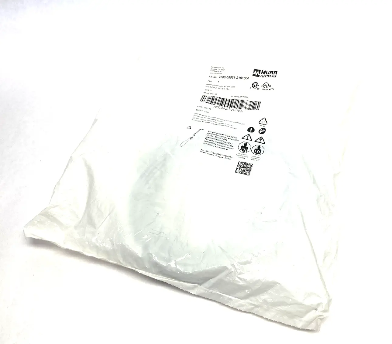 New | in-Stock Murrelektronik Single End Cordset M8 female 90° A-cod. Cable & Wire Michigan US | Maverick Industrial Sales #1393011