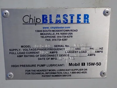 Used 2011 CHIPBLASTER GV280 High Pressure Coolant Systems Ohio US | HGR 24 #777314