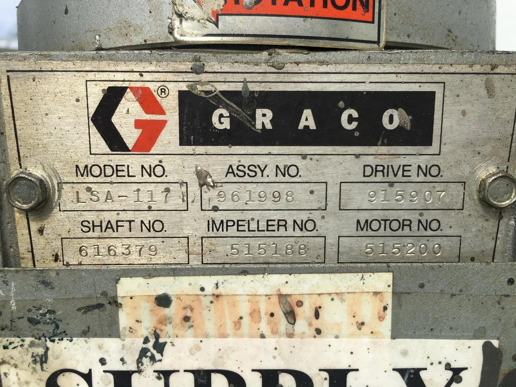 USED 1988 GRACO GRACO R00-232 60-GALLON S/S TANK