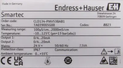 NEW ENDRESS HAUSER CLD134-PMV538AB1 CONDUCTIVITY METER CLD134PMV538AB1