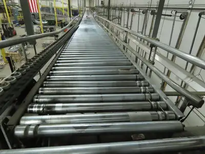 Automotion 30"x 24' V-Belt End Drive Skew Bed Roller Conveyor 3/4Hp 460V 170FPM