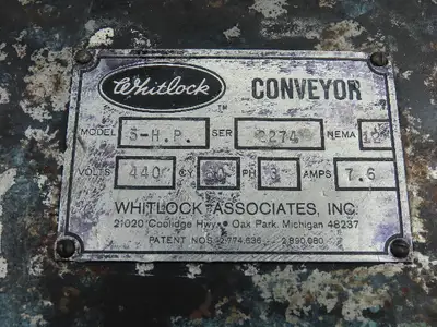 Whitlock 5-H.P. Pneumatic Transfer Conveyor w/Sutorbilt 3MP 5hp 208-230/460v