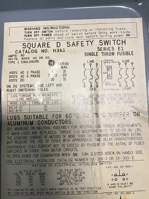 USED SQUARE D H361 E1