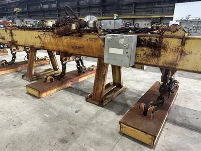 53 TON (107,500 LBS) BUSHMAN MODEL #MT420 TELESCOPING MAGNETIC SPREADER LIFTING BEAM  W/ OHIO MAGNETICS DIESEL GENERATOR: STOCK #20420