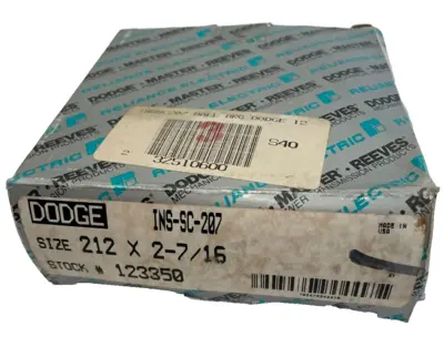 NEW DODGE 123350 BALL BEARING INS-SC-207 212 2-7/16