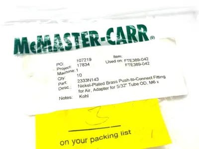 2333N143 | Push-to-Connect Tube Fitting for 5/32", Tube OD M6 x 1mm LOT OF 12 - New Other