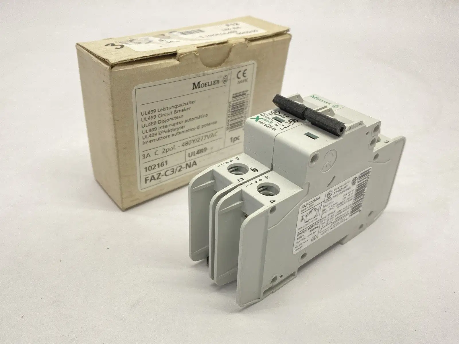 USED MOELLER CIRCUIT BREAKER 2-POLE 3A 480Y/277VAC 102161