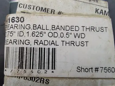 3/4" Banded Thrust Ball Bearing 1630RS