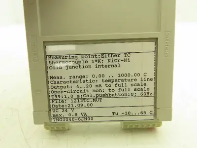 Siemens 7NG3040-6JN00 SITRANS T Module 0-1000 Degrees C 4-20mA 24V UC