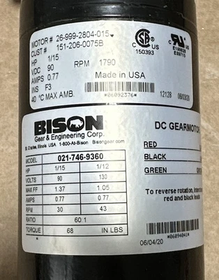 NEW Bison 021-746-9360