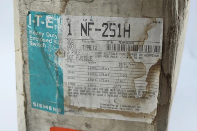New | in-Stock ITE Siemens NF-251H Disconnects California US | Davliegogo LLC #1707881