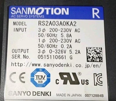 USED SANYO DENKI SANYO DENKI RS2A03A0KA5W00 SANMOTION R AC SERVO AMPLIFIER