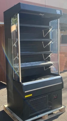 171-0302 40" Black Vertical Self Contained Open Air Display Cooler
