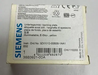 New | in-Stock SIEMENS 3SB3921-0DA Miscellaneous Equipment (Electrical & Power) | Surplus Asset Holdings #1189276