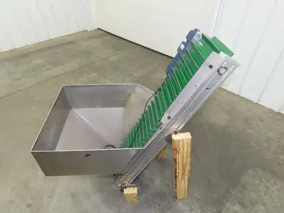 Stainless Hopper Small Parts Feeder Floorbin Elevator 8"x 40"H Conveyor 220V 1PH