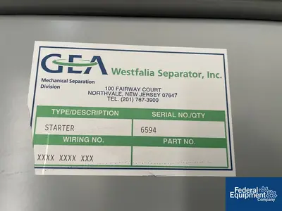 NEW GEA Westfalia GEA Westfalia Solid Bowl Disc Centrifuge, Model TC100-01-006