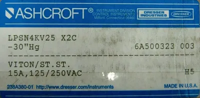 NEW ASHCROFT LPSN4KV25-X2C PRESSURE SWITCH -30"HG LPSN4KV25X2C
