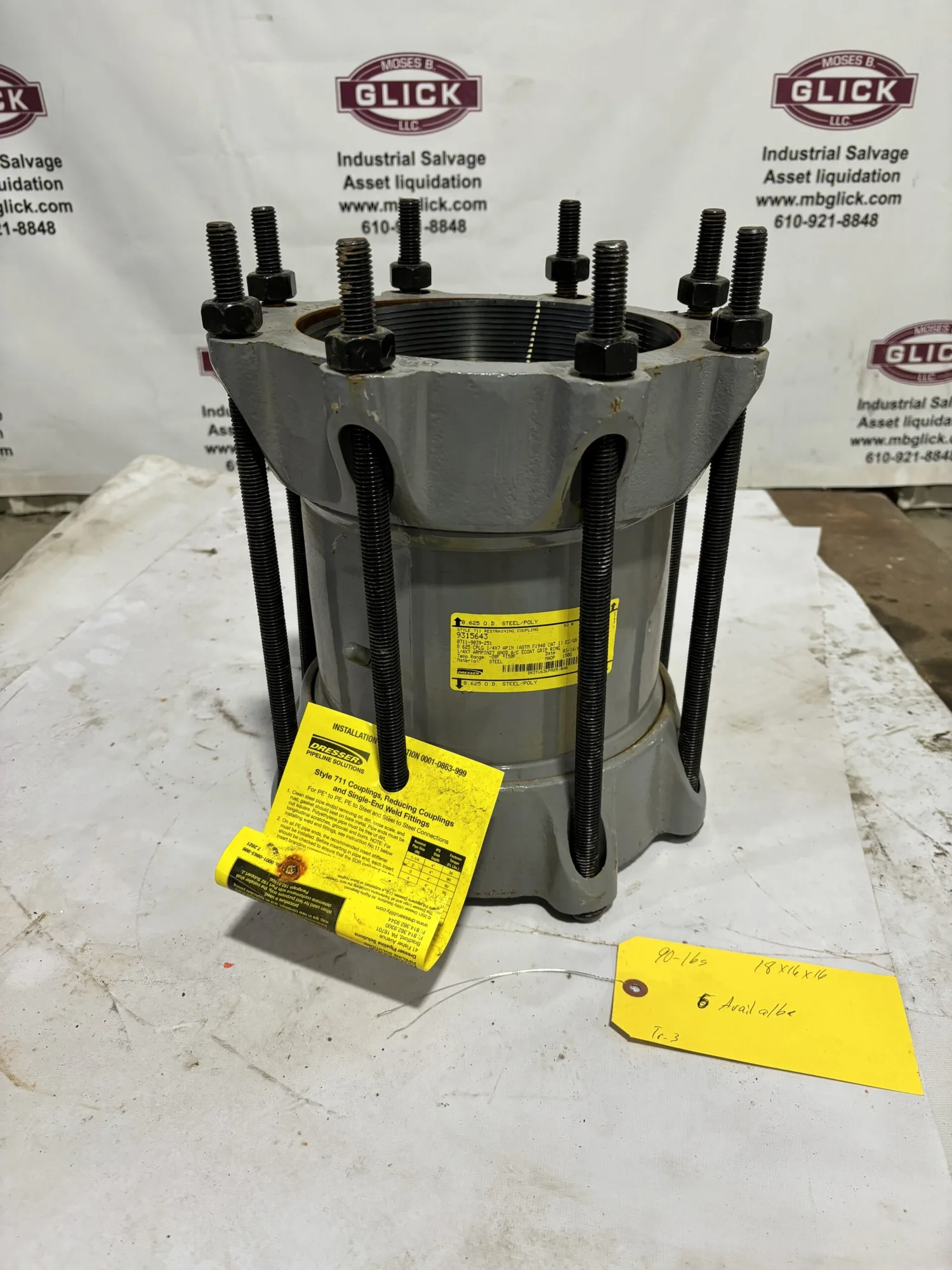 Dresser 0711-9039-251 711 Restraining Coupling 8.625” O.D. Steel poly
