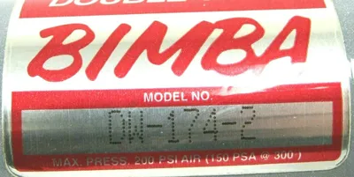 NEW BIMBA DW-174-2 PNEUMATIC CYLINDER DW1742