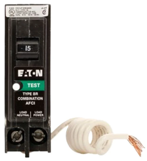 Eaton BRHCAF115 AFCI Circuit Breaker, 15A, 22 kAIC, 1-Pole, Pigtail, Type BR [New]
