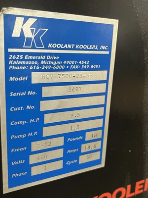 Koolant Koolers Koolant Koolers HCV 7500 PR-NF Coolant Chillers | Shelby Machinery LLC (4)