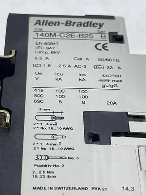 Used ALLEN-BRADLEY ALLEN-BRADLEY 140M-C2E-B25 SER B 140-DC1 SER C Circuit Breakers | ND Industrial Surplus #1214458