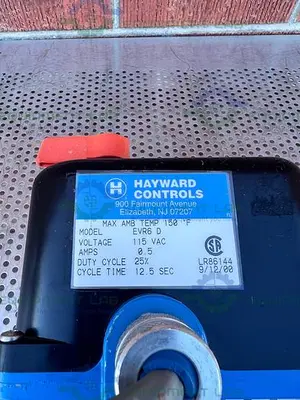 USED HAYWARD CONTROLS EVR6 D SOLENOID VALVE 115 V W/ HAYWARD 3" TRUE UNION BALL VALVE