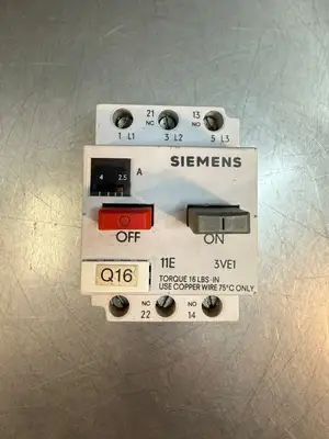 Siemens Manual Motor Starter 3VE1 Torque 16LBS (9.3.4)