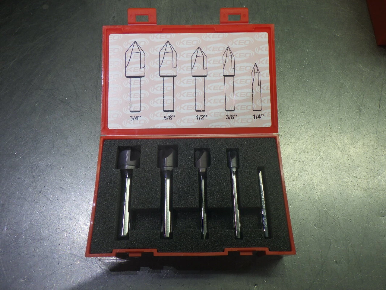 KEO 5 Piece 90 Deg 3 Flute Carbide Counter Sink Set 55769-TiAlN (LOC508A)