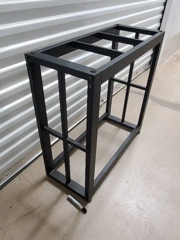 Black Powder-Coated Industrial Metal Frame Stand - Open Frame Rack Base