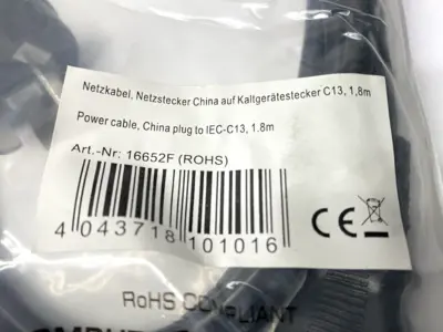 NEW INLINE POWER CABLE CHINA PLUG TO IEC-C13 1.8M LOT OF 2