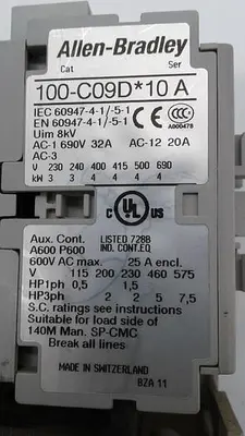Used ALLEN-BRADLEY ALLEN-BRADLEY 100-C090*10A & 193-EECB PLC Contactors | ND Industrial Surplus #1215939