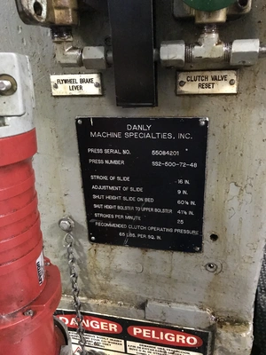 1955 DANLY SS2-500-72-48 Straight Side Double Crank Press | Universal Press & Machinery (UPM) (6)