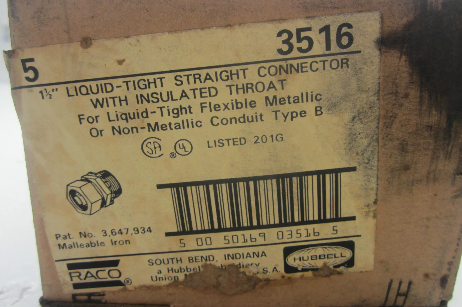 5 NEW HUBBELL 3516 STRAIGHT CONNECTOR