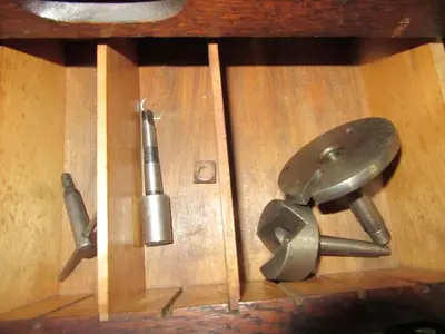 5794-385 Antique American Watch Tool Co. Watchmaker’s Lathe with Wood Enclosure