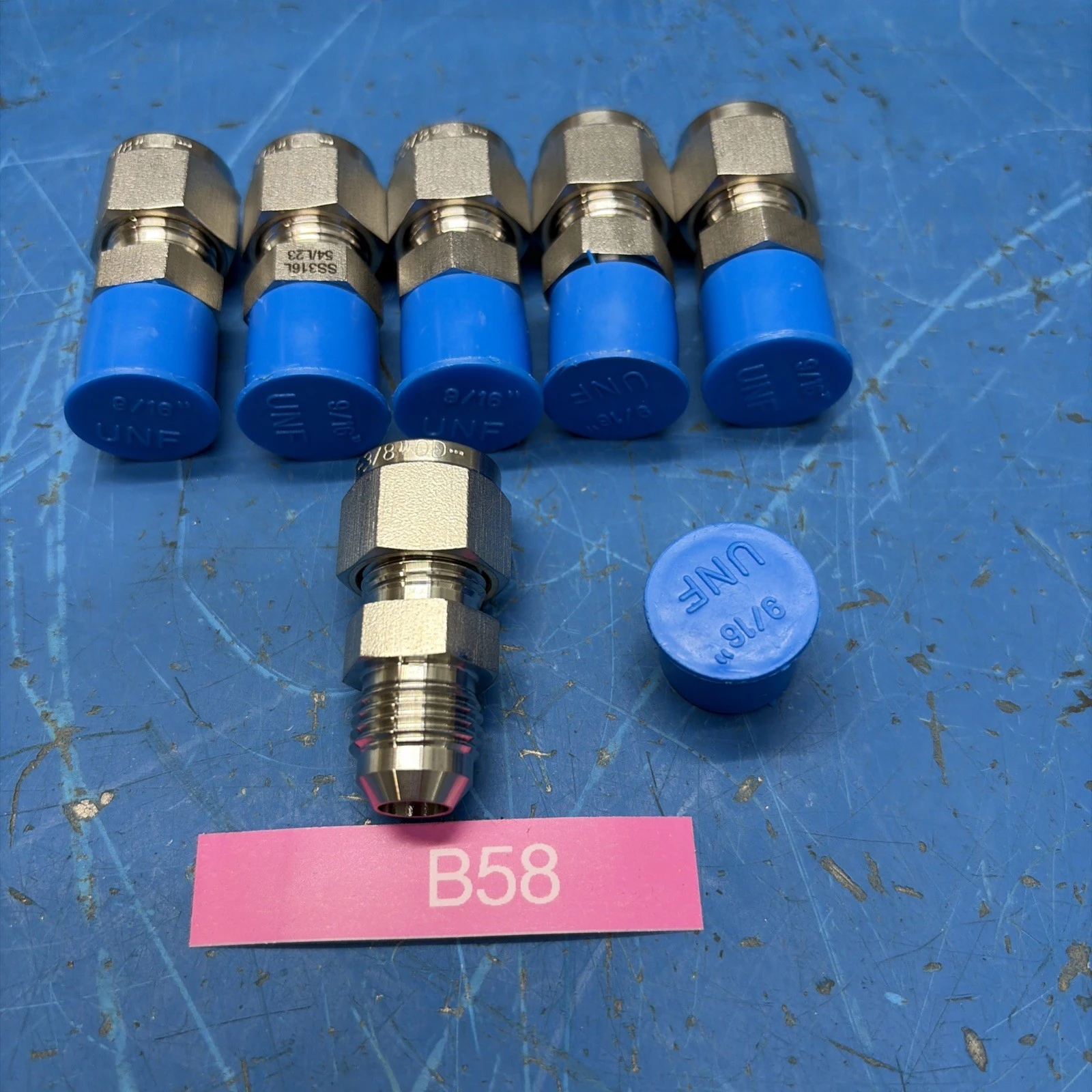 (6) SS 316 3/8”OD Male z54/L23 Straight Connector Tube Fittings NNB + Warranty
