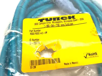 USED TURCK INDUSTRIAL ETHERNET CABLE MALE M12 4-PIN 4M