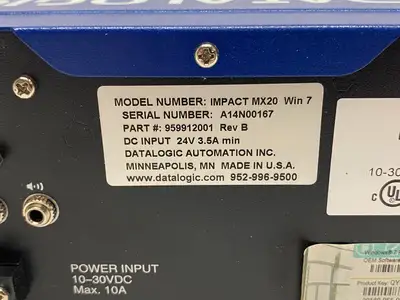 USED DATALOGIC VISION PROCESSOR UNIT, IMPACT MX20 24V 3.5A MIN