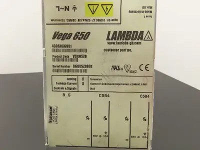 Lambda V6G05ZQ TDK Vega 650 Power Supply 48VDC 20A Output 100-240V Input