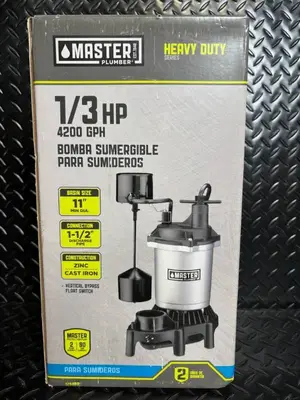Master Plumber 1/3 HP Submersible Sump Pump - Heavy Duty Series - 4200 GPH