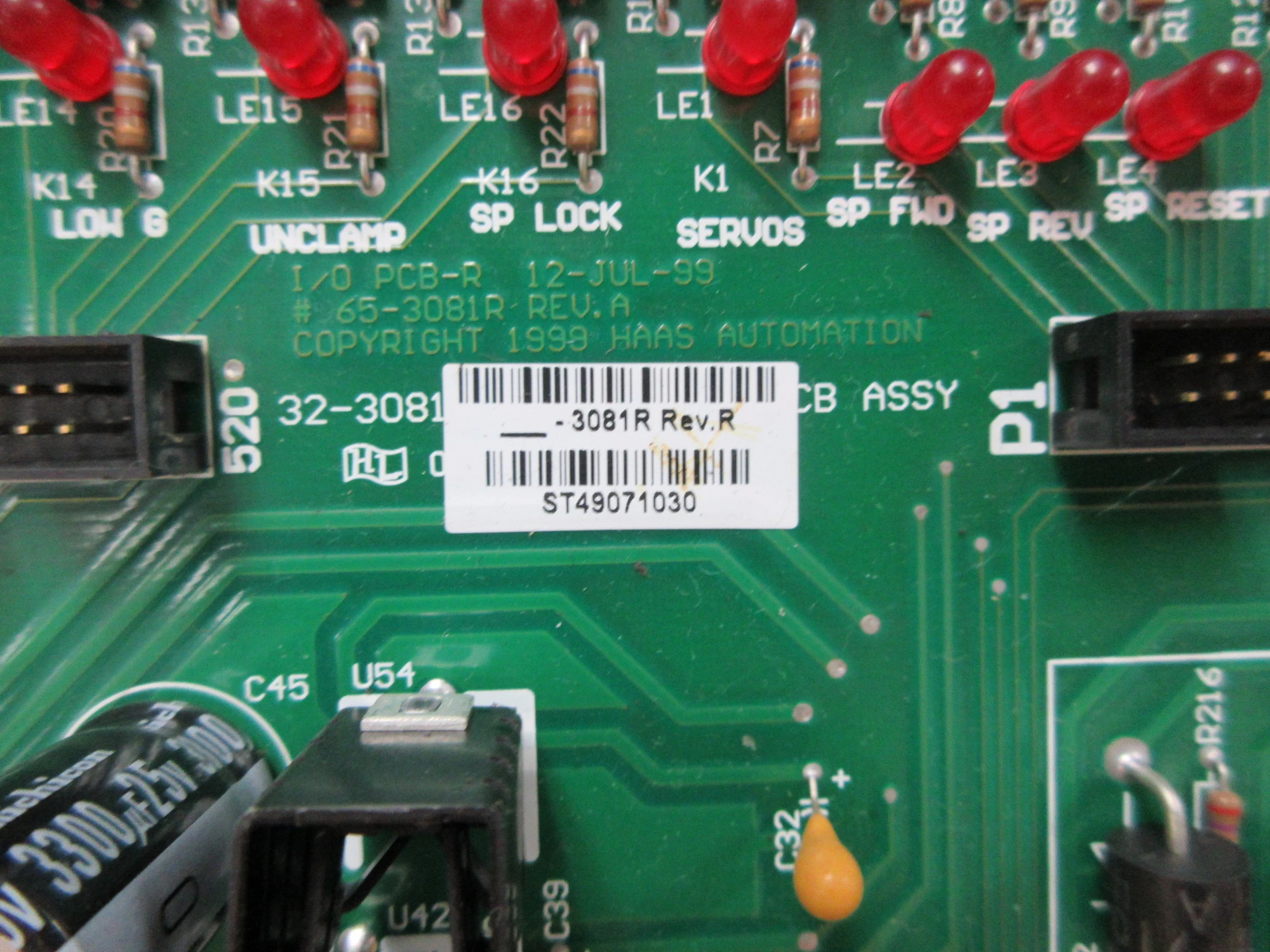 USED 1998 USED HAAS PARTS AND TOOLING HAAS I/O PCB BOARD #32-3081R REV.R