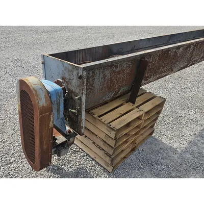 Used 5HP Carbon Steel Industrial Incline Screw Auger Conveyor - 16" Dia. X 28'L