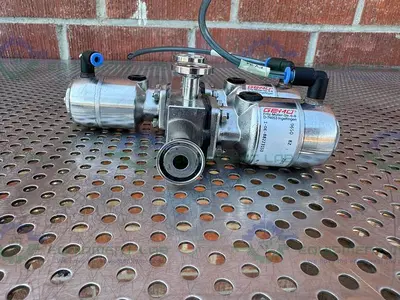 USED LOT OF 3 - GEMU 9650 8Z 20T1 4-WAY DIAPHRAGM VALVE W/ 1/2" SANITARY FITTING