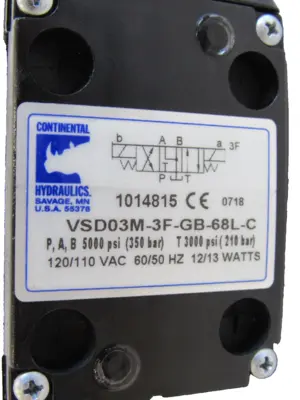 NEW CONTINENTAL HYDRAULICS VSD03M-3F-GB-68L-C ACTUATED VALVE VSD03M3FGB68LC