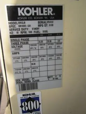 USED KOHLER 20R0ZJB