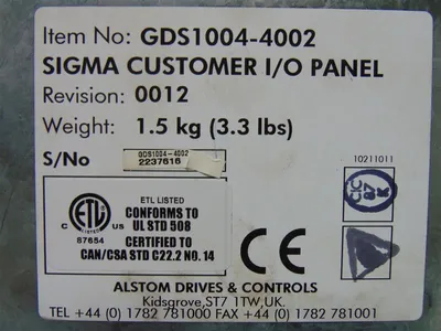 Alstom Drives GDS1004-4002 SIGMA Customer I/O Panel Rev. 0012 Used