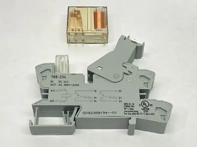 RP 420024 | Schrack  Relay 5A 24V w/ Wago 788-334 Relay Base - Used