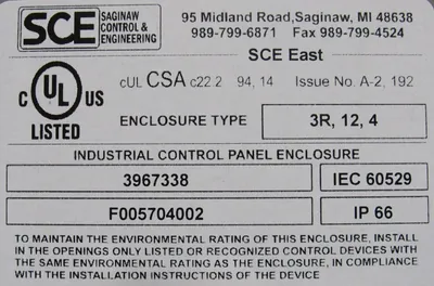 NEW SAGINAW CONTROL & ENGINEERING F005704002 ENCLOSURE 20x24x8 3967338